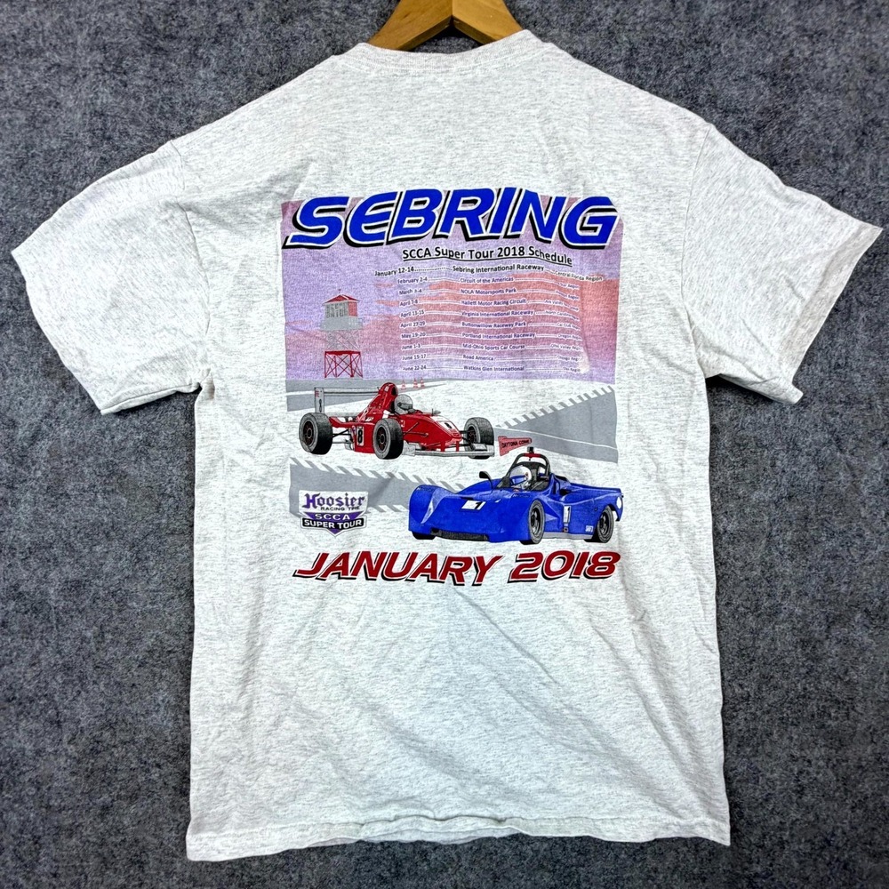 Central Florida SCCA Sebring Super Tour 2018 Gildan T-Shirt Mens M Heather Grey